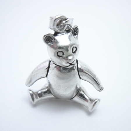 Movable Sterling Silver Teddy Bear Pendant - Click Image to Close